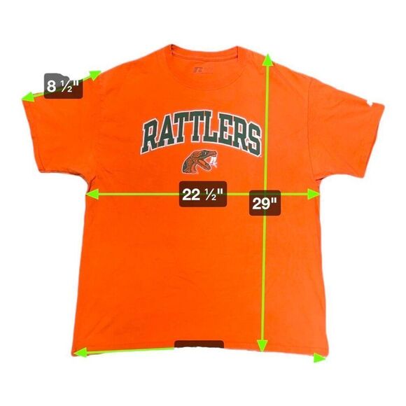 Russell Athletic FAMU Rattlers Orange Graphic T-Shirt XL Football Souvenir Fan - Picture 4 of 5